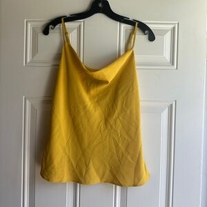 Yellow tank top cowl neck blouse
